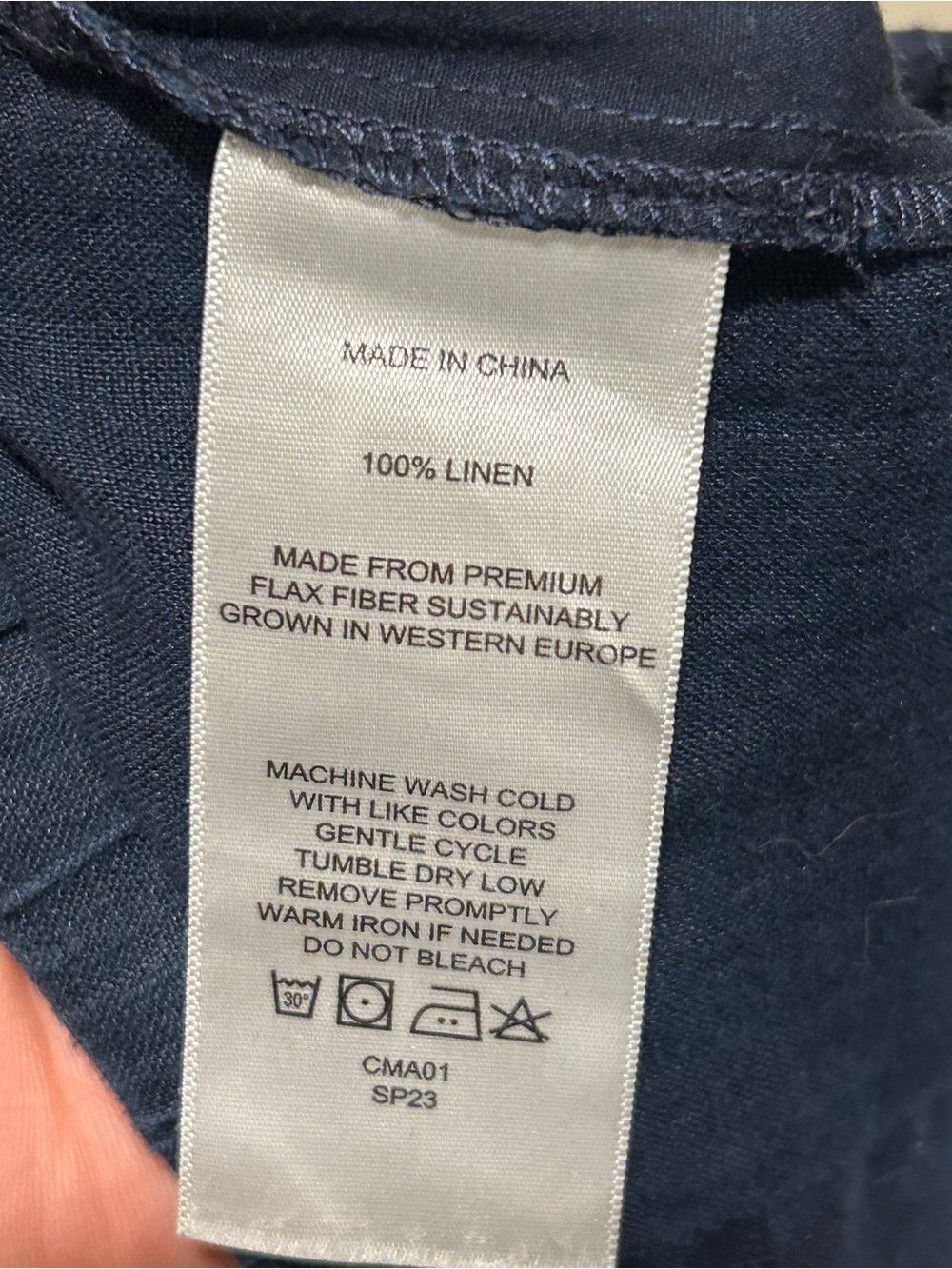 Quince Navy Cropped Wide-Leg Linen Blend Pants - Picture 6 of 7